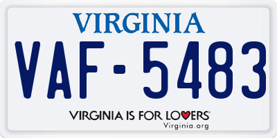 VA license plate VAF5483