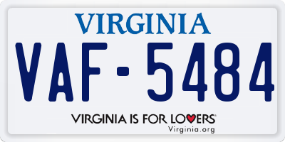 VA license plate VAF5484