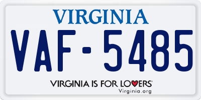 VA license plate VAF5485