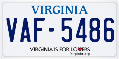 VA license plate VAF5486