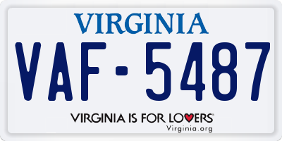 VA license plate VAF5487
