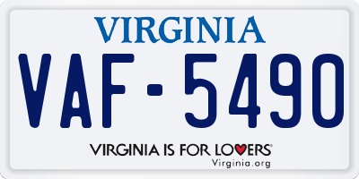 VA license plate VAF5490