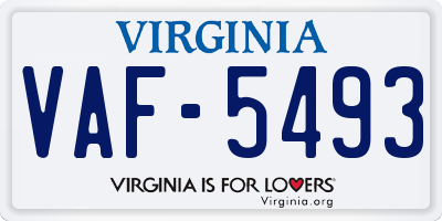 VA license plate VAF5493