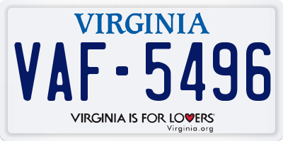 VA license plate VAF5496