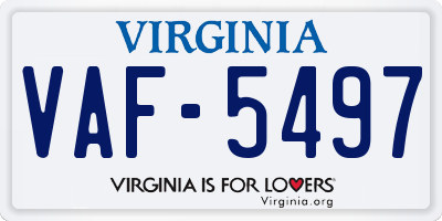 VA license plate VAF5497