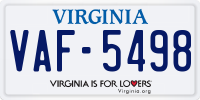 VA license plate VAF5498
