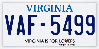 VA license plate VAF5499