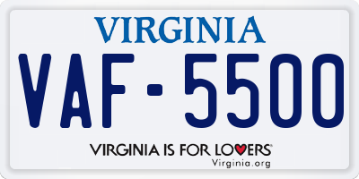 VA license plate VAF5500