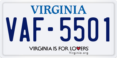 VA license plate VAF5501