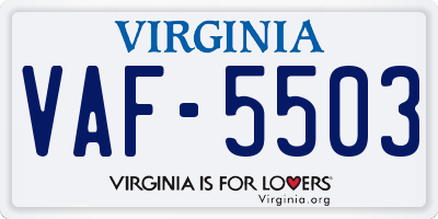 VA license plate VAF5503