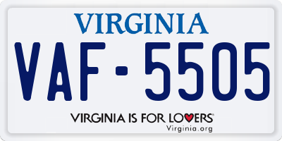 VA license plate VAF5505