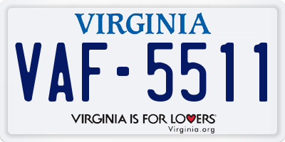 VA license plate VAF5511