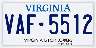 VA license plate VAF5512