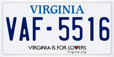 VA license plate VAF5516