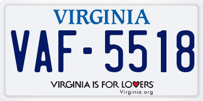 VA license plate VAF5518