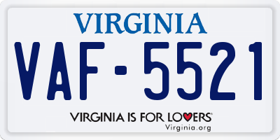 VA license plate VAF5521