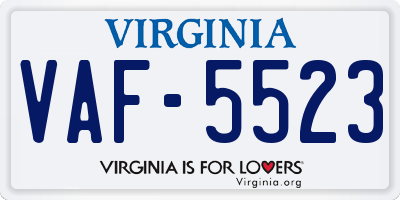 VA license plate VAF5523