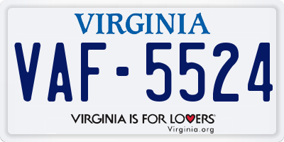 VA license plate VAF5524