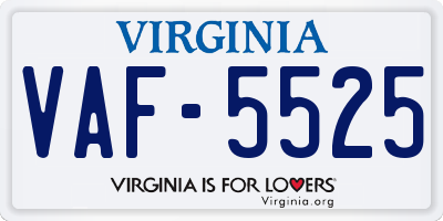 VA license plate VAF5525