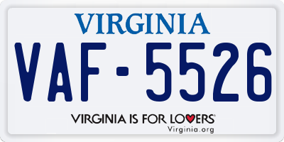 VA license plate VAF5526