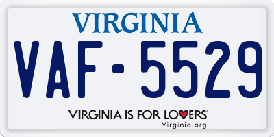 VA license plate VAF5529