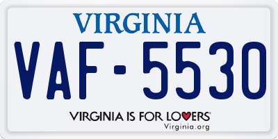 VA license plate VAF5530