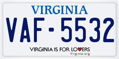 VA license plate VAF5532