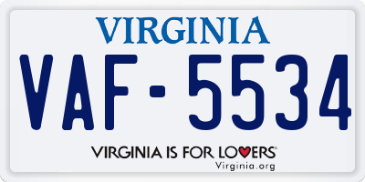 VA license plate VAF5534