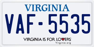VA license plate VAF5535