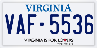 VA license plate VAF5536