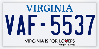 VA license plate VAF5537
