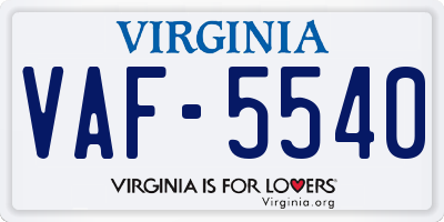 VA license plate VAF5540