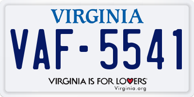 VA license plate VAF5541