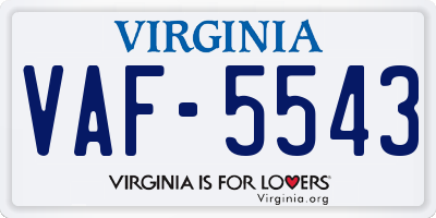 VA license plate VAF5543