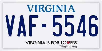 VA license plate VAF5546