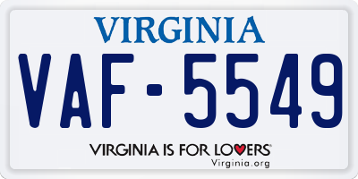 VA license plate VAF5549