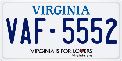 VA license plate VAF5552