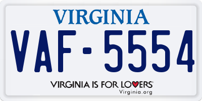 VA license plate VAF5554