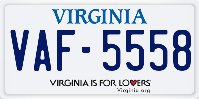 VA license plate VAF5558