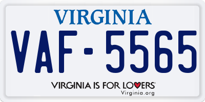 VA license plate VAF5565