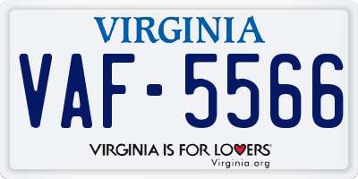 VA license plate VAF5566