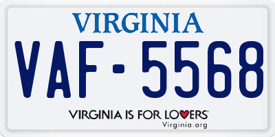 VA license plate VAF5568