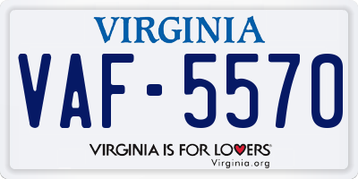 VA license plate VAF5570