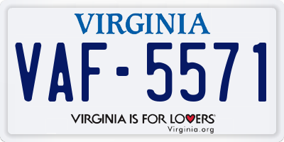 VA license plate VAF5571