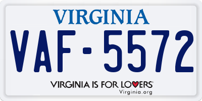VA license plate VAF5572