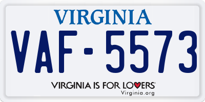 VA license plate VAF5573