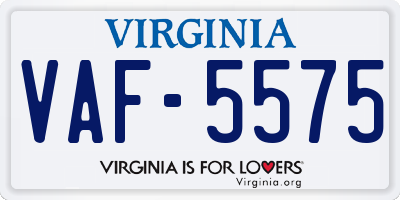 VA license plate VAF5575