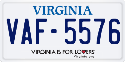 VA license plate VAF5576