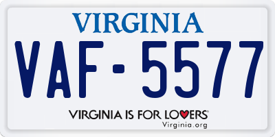 VA license plate VAF5577