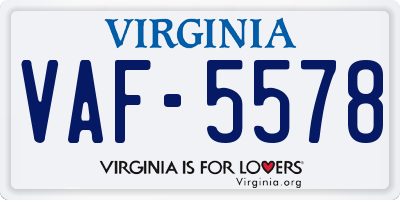 VA license plate VAF5578